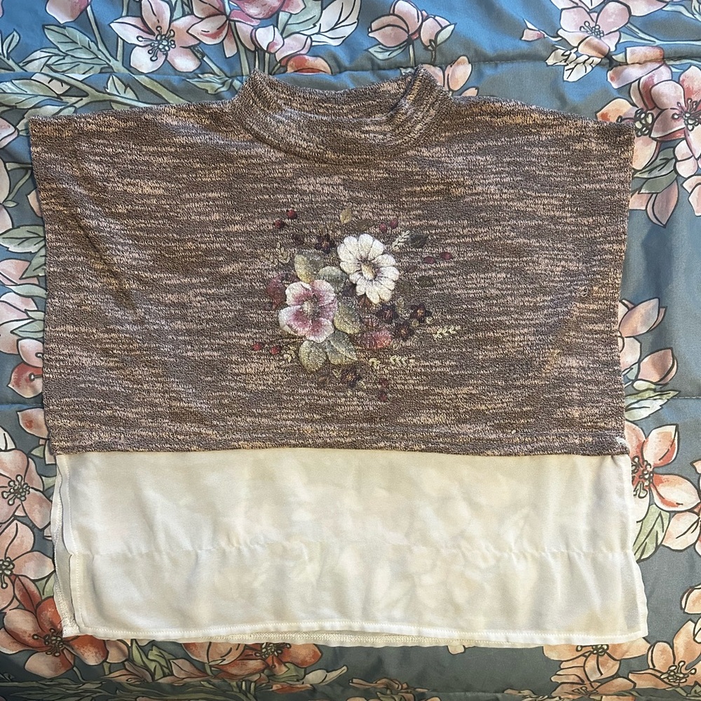 Girls Pink Brown Knit Sweater